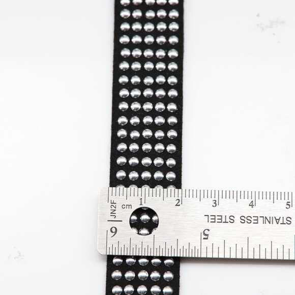 Black Gothic Choker Adjustable silver buttons Bohme wide style (#16) - Picture 4 of 9